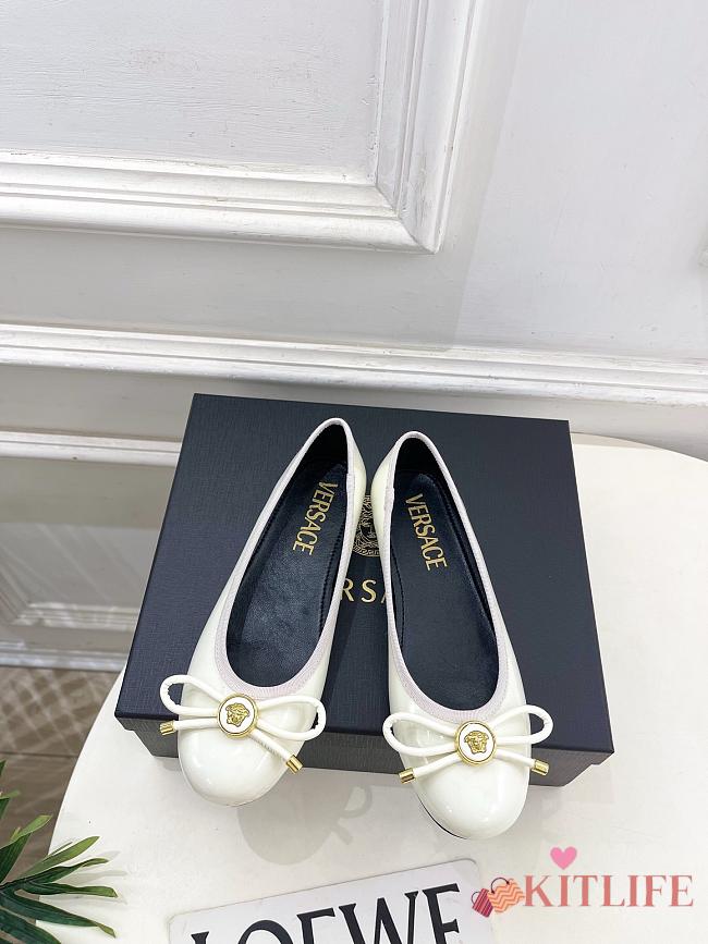 Kitlife Versace Opera Bow Ballet Flats White - 1