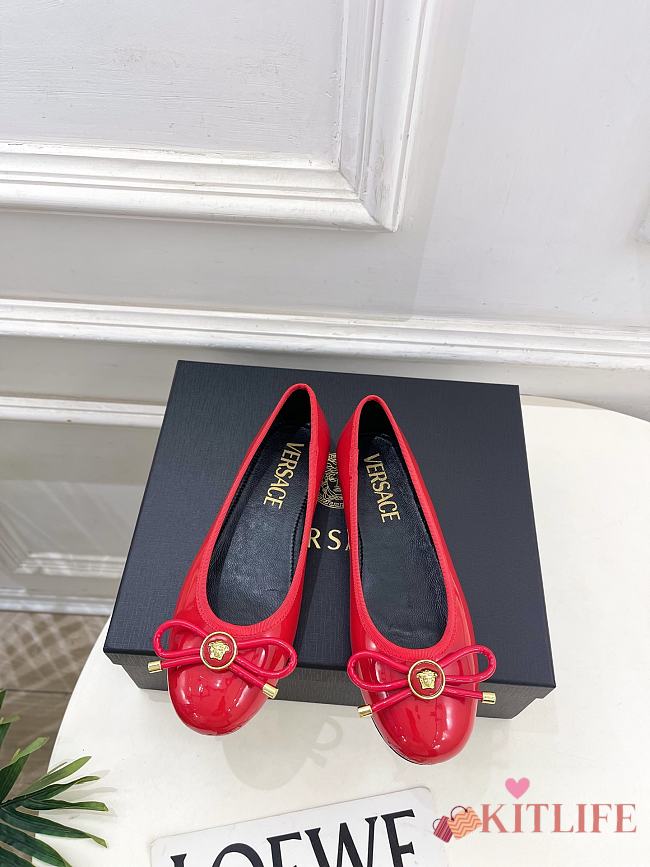 Kitlife Versace Opera Bow Ballet Flats Red - 1