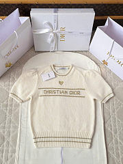 Kitlife Dior Short-Sleeved Sweater Ecru and Gold-Tone Virgin Wool-Cashmere-Blend Knit - 1