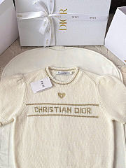 Kitlife Dior Short-Sleeved Sweater Ecru and Gold-Tone Virgin Wool-Cashmere-Blend Knit - 3