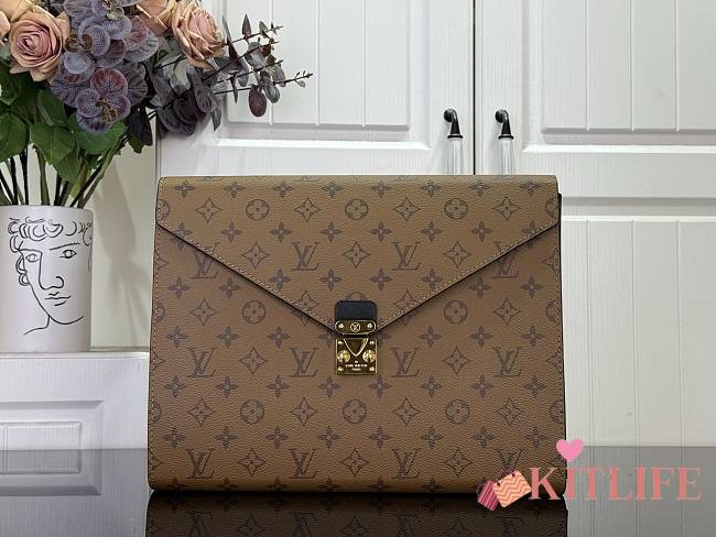 Kitlife Louis Vuitton Mark Folder Brown Monogram Reverse Canvas GI1138 3.5x26x32.5cm  - 1