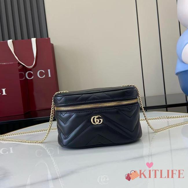 Kitlife Gucci Mini GG Marmont Vanity Bag Black 837455 15x8x8.5cm - 1