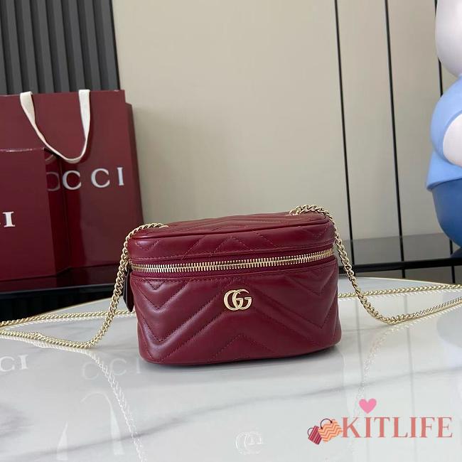Kitlife Gucci Mini GG Marmont Vanity Bag Red 837455 15x8x8.5cm - 1