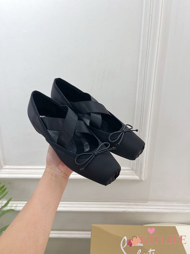 Kitlife Christian Louboutin Cassiasticina Black Leather Ballerinas  - 1