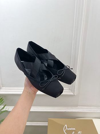 Kitlife Christian Louboutin Cassiasticina Black Leather Ballerinas 