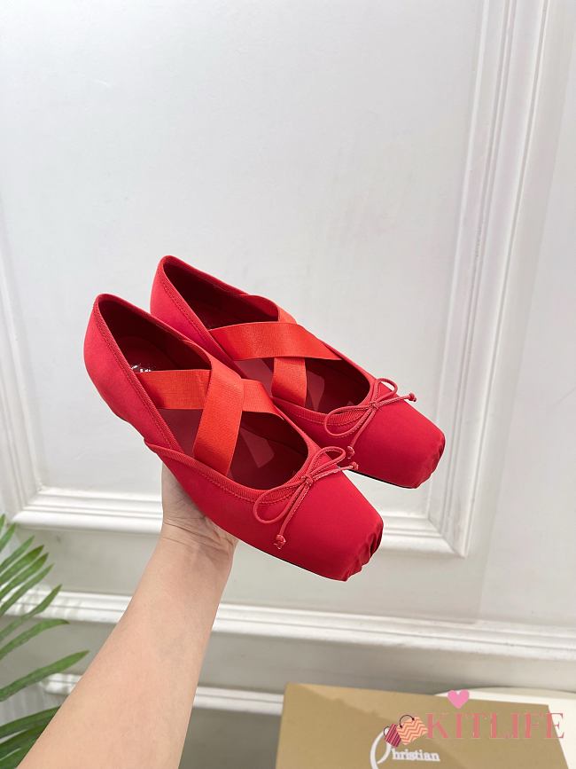 Kitlife Christian Louboutin Cassiasticina Red Leather Ballerinas  - 1