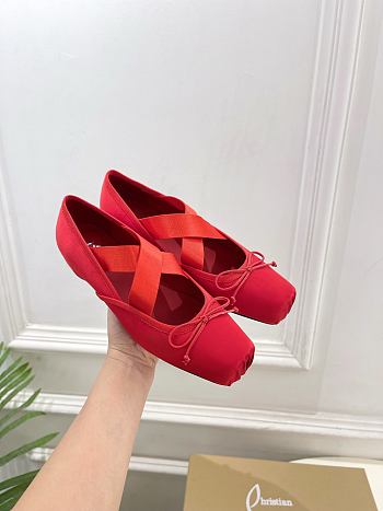 Kitlife Christian Louboutin Cassiasticina Red Leather Ballerinas 