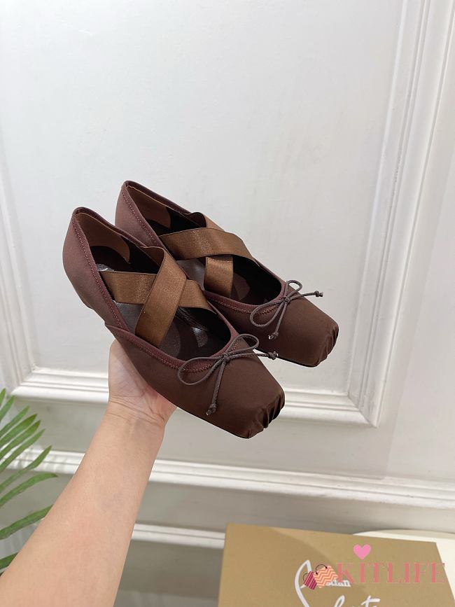 Kitlife Christian Louboutin Cassiasticina Dark Brown Leather Ballerinas  - 1