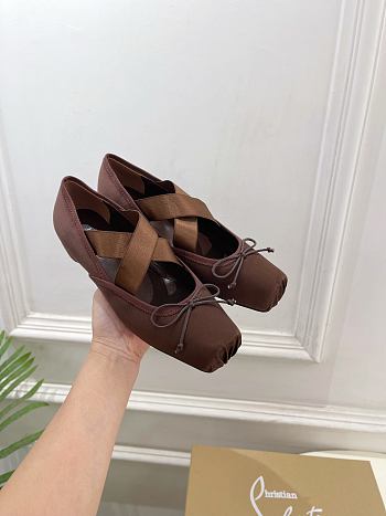 Kitlife Christian Louboutin Cassiasticina Dark Brown Leather Ballerinas 
