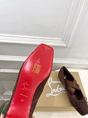 Kitlife Christian Louboutin Cassiasticina Dark Brown Leather Ballerinas  - 5