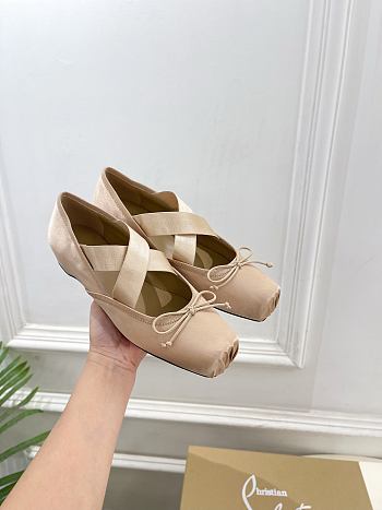 Kitlife Christian Louboutin Cassiasticina Beige Leather Ballerinas 