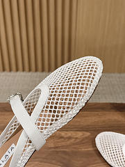 Kitlife Alaia Openwork Knit Ballet Flats Mules White - 6