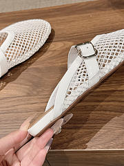 Kitlife Alaia Openwork Knit Ballet Flats Mules White - 5