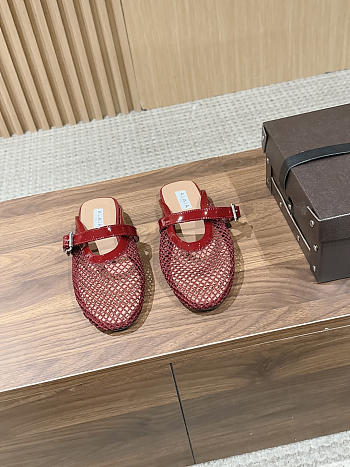 Kitlife Alaia Openwork Knit Ballet Flats Mules Red