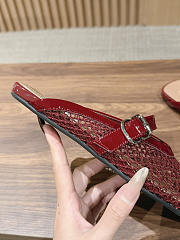 Kitlife Alaia Openwork Knit Ballet Flats Mules Red - 6
