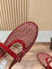 Kitlife Alaia Openwork Knit Ballet Flats Mules Red - 5