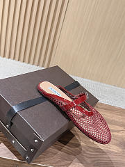 Kitlife Alaia Openwork Knit Ballet Flats Mules Red - 3