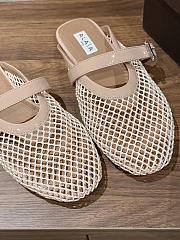 Kitlife Alaia Openwork Knit Ballet Flats Mules Beige - 4