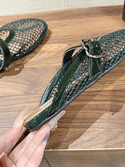 Kitlife Alaia Openwork Knit Ballet Flats Mules Green - 6