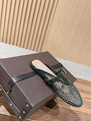 Kitlife Alaia Openwork Knit Ballet Flats Mules Green - 5