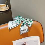 Kitlife Dior Celebrity-endorsed Bow Hair Clip White & Green - 5
