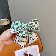 Kitlife Dior Celebrity-endorsed Bow Hair Clip White & Green - 3