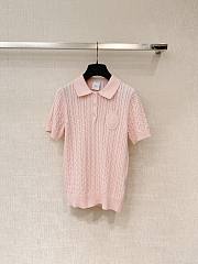 Kitlife Dior Short-Sleeved Sweater Pink Cotton & Wwool With Braided Stitch - 1