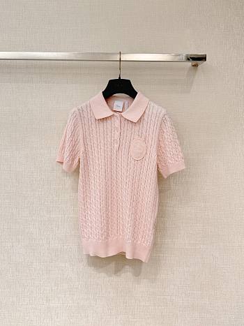 Kitlife Dior Short-Sleeved Sweater Pink Cotton & Wwool With Braided Stitch
