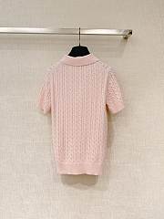 Kitlife Dior Short-Sleeved Sweater Pink Cotton & Wwool With Braided Stitch - 2