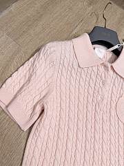 Kitlife Dior Short-Sleeved Sweater Pink Cotton & Wwool With Braided Stitch - 5