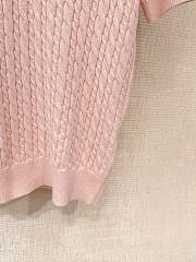 Kitlife Dior Short-Sleeved Sweater Pink Cotton & Wwool With Braided Stitch - 6