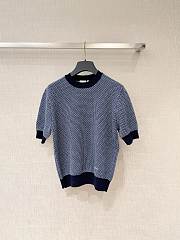 Kitlife Dior Short-Sleeved Sweater Navy Blue and White Wool Jacquard - 1