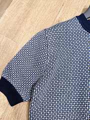 Kitlife Dior Short-Sleeved Sweater Navy Blue and White Wool Jacquard - 6