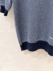 Kitlife Dior Short-Sleeved Sweater Navy Blue and White Wool Jacquard - 5