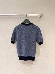 Kitlife Dior Short-Sleeved Sweater Navy Blue and White Wool Jacquard - 4
