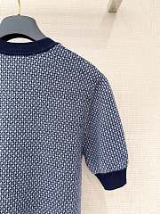 Kitlife Dior Short-Sleeved Sweater Navy Blue and White Wool Jacquard - 2