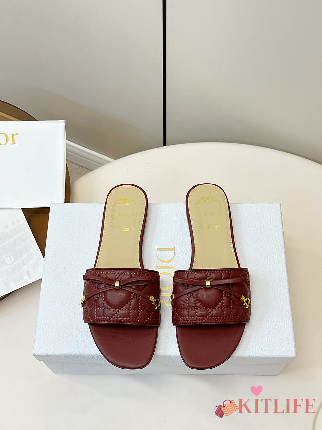 Kitlife Dior Cannage Slide Burgundy Quilted Lambskin - 1