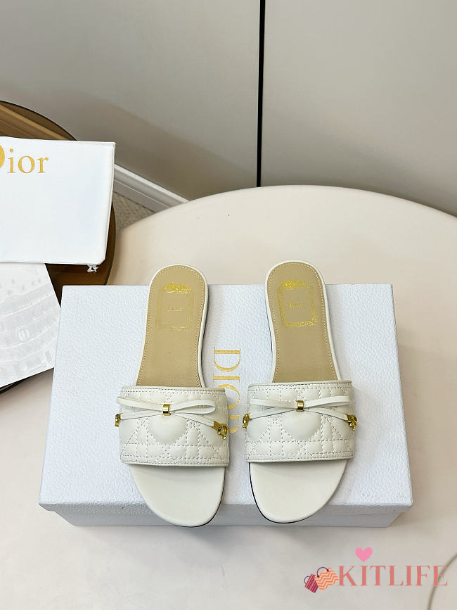 Kitlife Dior Cannage Slide White Quilted Lambskin - 1