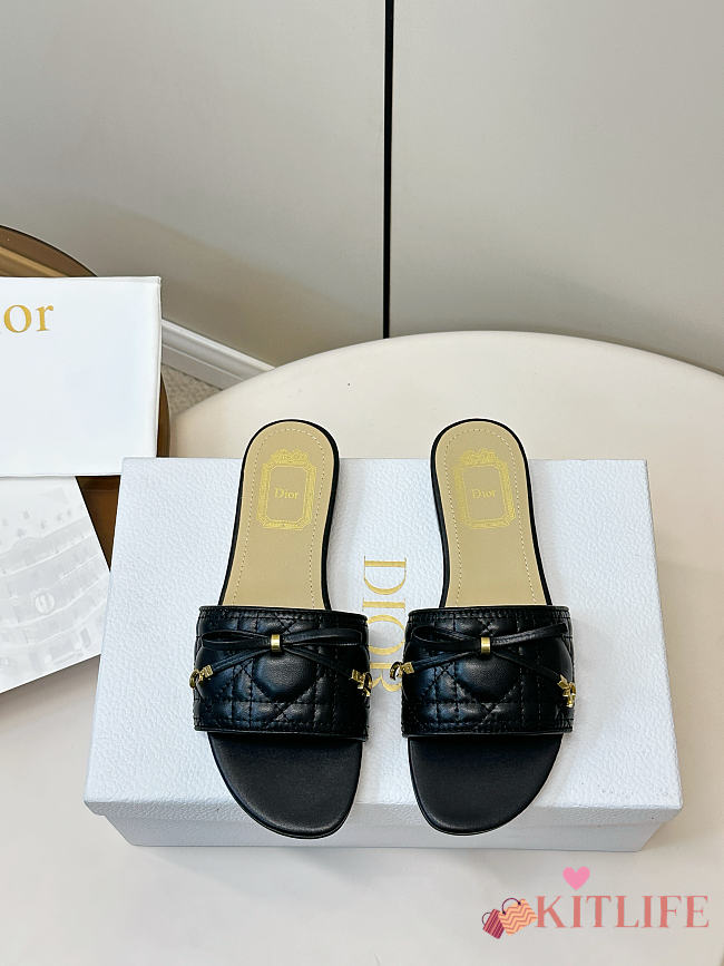 Kitlife Dior Cannage Slide Black Quilted Lambskin  - 1