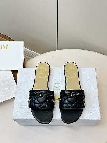Kitlife Dior Cannage Slide Black Quilted Lambskin 