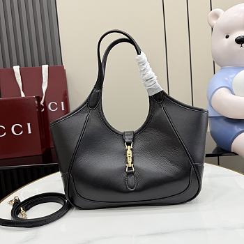 Kitlife Gucci Mercato Small Tote Bag Black Soft Leather 866646 26x23x11cm