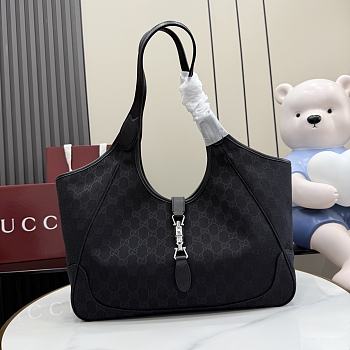 Kitlife Gucci Mercato Medium Tote Bag Black GG Canvas 866645 35x28x15cm