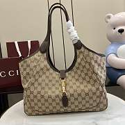 Kitlife Gucci Mercato Medium Tote Bag Sand And Dark Brown GG Canvas 866645 35x28x15cm  - 1