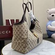Kitlife Gucci Mercato Medium Tote Bag Sand And Dark Brown GG Canvas 866645 35x28x15cm  - 5