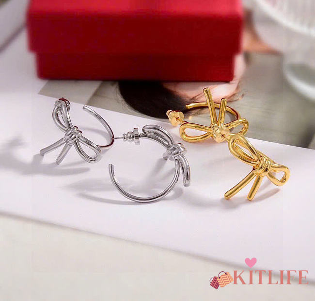 Kitlife Valentino Bow Earrings In Silver / Gold - 1
