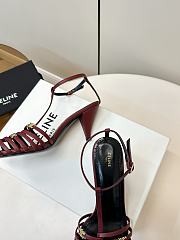 Kitlife Celine Cage-Strappy Sandals In Burgundy Goatskin 9mm - 3