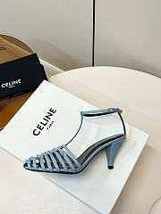 Kitlife Celine Cage-Strappy Sandals In Blue Goatskin 9mm - 4