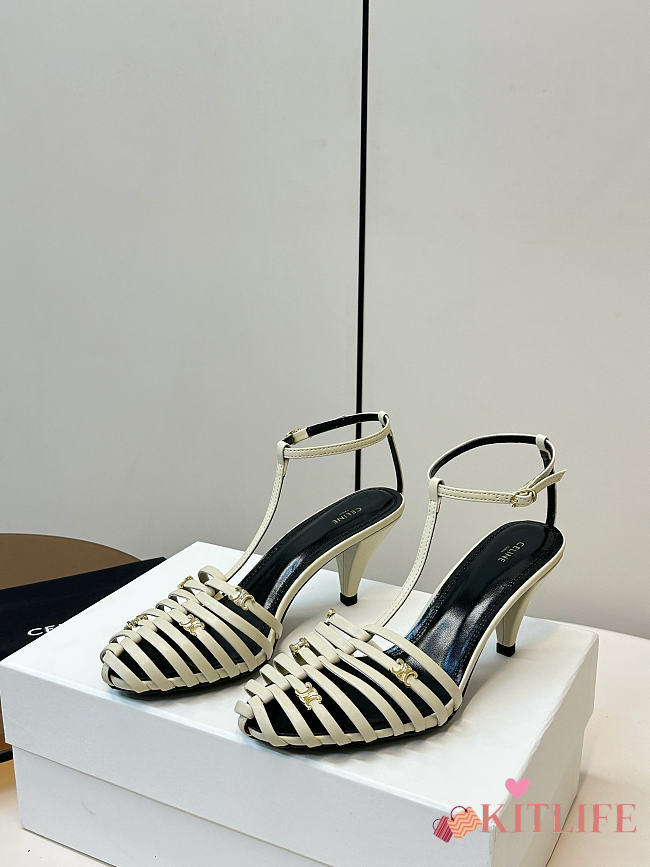 Kitlife Celine Cage-Strappy Sandals In Beige Goatskin 9mm  - 1