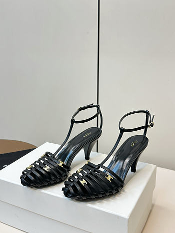Kitlife Celine Cage-Strappy Sandals In Black Goatskin 9mm