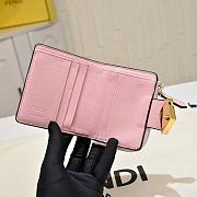 Kitlife Fendi FF Tri-fold Gold-tone Leather Wallet Black & Pink 33202 10x4x8cm - 6